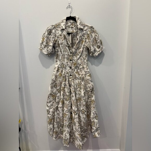 Pilcro Floral Maxi Dress - Cream and Brown - Picture 3 of 9